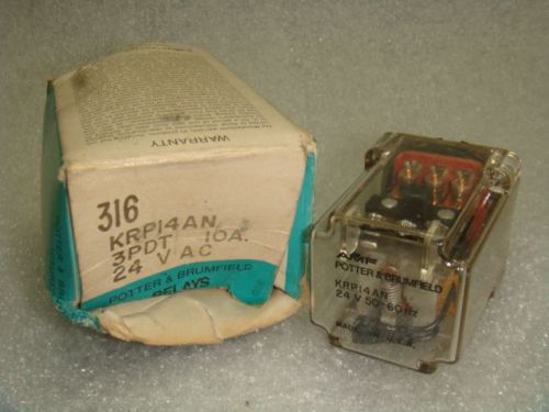 NEW, POTTER &amp; BRUMFIELD, RELAY, KRP14AN, 3PDT, 10A, 24 VAC, NEW IN FACTORY BOX