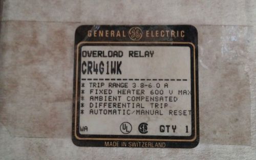 GE CR4G1WK OVERLOAD RELAY