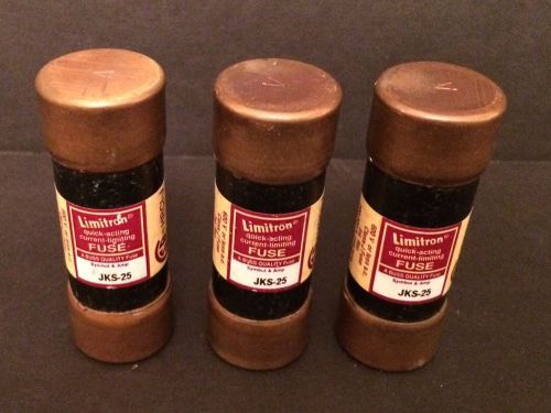 Lot of (3) Buss Limitron JKS-25 Quick Acting, Current Limiting 600V Class J Fuse