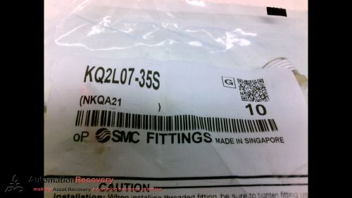 SMC KQ2L07-35S - PACK OF 10 - ELBOW FITTING, 1/4IN NPT, 1.0MPA,, NEW