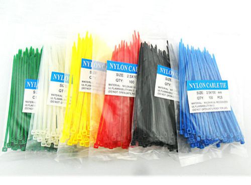 600pcs high quality 6 color 3x100mm gb self-locking nylon wire cable zip ties 6s for sale