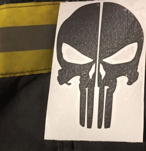 FIRE HELMET DECALS FIRE HELMET STICKER REFLECTIVE PUNISHER SKULL DECAL - BLACK