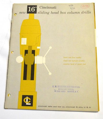 Cincinnati d-138 sliding head box column drill 16&#034; brochure for sale