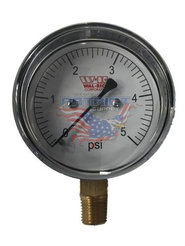 0-5 psi diaphragm gas pressure test gauge 2-1/2&#034; dial x 1/4&#034; bottom mount for sale