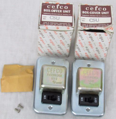 2 NOS Vintage Cefco CSU 671D Box Cover Units 15 Amp Fuse Holder and Switch Sets