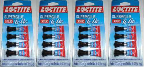Lot of 4 Packages of Loc Tite Super Glue To Go 4 Packs -Total Of 16 Liquid Tubes