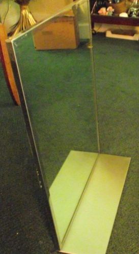 LG VINTTAGE MID CENTURY STAINLESS STEEL WALL MIRROR WITH SHELF BATHROOM MIRROR