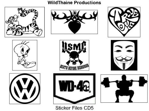 Sticker Files CD 5 Clip dxf Vector Vinyl Plotter Art Vinyl Decals Cnc vector