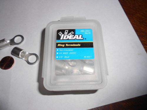 20pc ideal ring terminal connectors 4 awg. 3/8&#034; stud size p/n 83-0631 for sale
