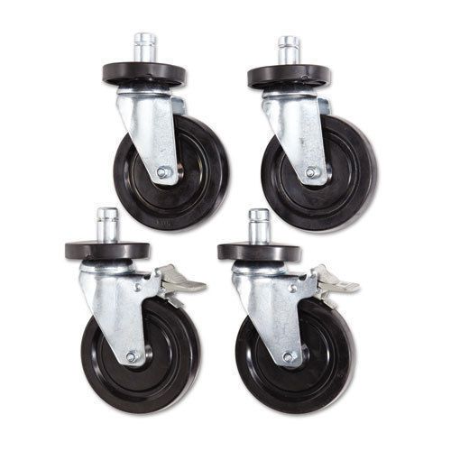 Alera Optional Casters For Wire Shelving, 600 Lbs./Caster, Gray, 4/Set