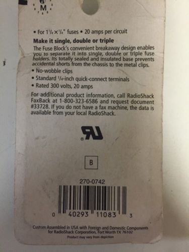 Chassis Type 4 Position Fuse Block #270-0742 By RadioShack