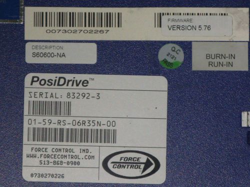 Force Control PosiDrive RS | 01-59-RS-06R35N-00 Servo Drive | EXCELLENT!