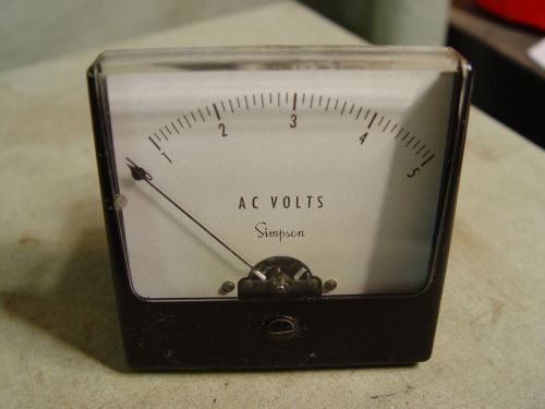 Estate Vintage Simpson AC Volt  Panel Meter 0-5 Ham Radio Audio