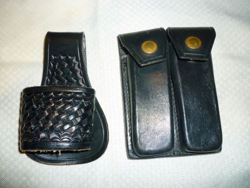Dutyman 4521 black leather flash lite holder basket weave  &amp; doubleclip holder for sale