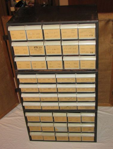 Lot 3 vintage AKRO-MILS Metal Storage Cabinet Organizer Parts Bins 46 drawers