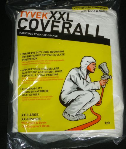 Tyvek XXL Coverall Dry Particle Protection w Hood &amp; Boots NEW Spray Painting etc