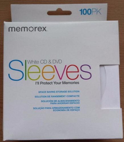 MEMOREX 100 Pack (1) WHITE DVD &amp; CD Sleeves