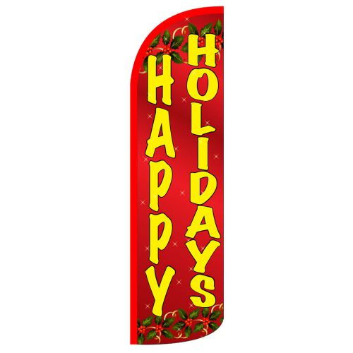 Happy Holidays Extra Wide Swooper Flag Jumbo Sign Feather Banner 16ft