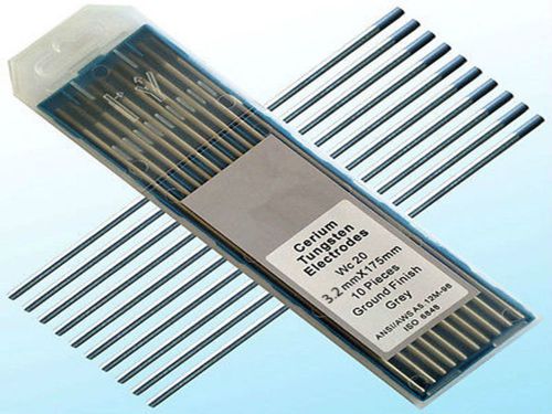 10pk 1/8&#034;* 7&#034;(3.2*175mm) gray wc20,2% ceriated tungsten welding tig electrode for sale