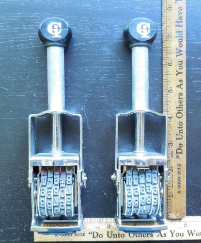 TWO Vintage Metal Grocery Store Price Maker Gun 5 Number Stamper USA