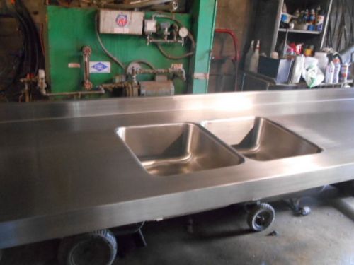 Stainless steel custom counter with molded sinks for sale