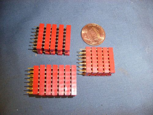 AUGAT 17 lot  14 Pin  RED IC Socket Gold + Silver Plated Machined Pins NOS 17