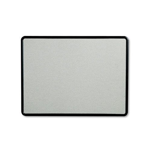 Contour Fabric Bulletin Board, 48 x 36 Gray Surface Black Plastic Frame AB381083