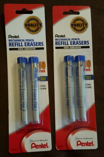 Lot of 2 Pentel Refill Eraser PDE-1 White, 20 Erasers NEW