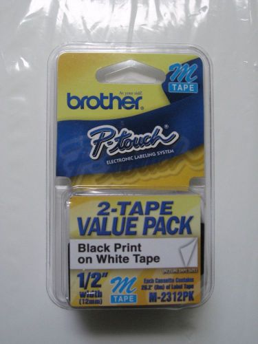 2-Pack Brother M231-2pk Blk/Wht P-Touch Label Tape M2312PK
