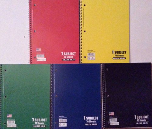 Spiral Wirebound Notebook; College Ruled, 1 Subject - Case of 5
