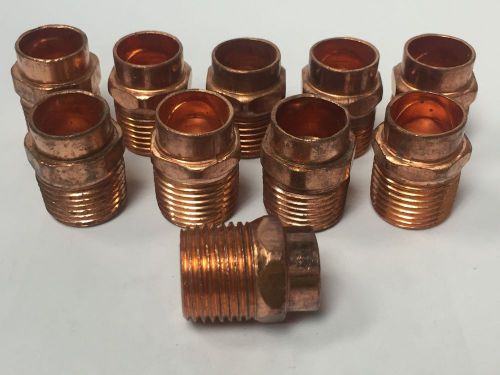 TEN 1/2&#034; x 1/2&#034; Copper EPC Male Threaded Npt Mnpt Plumbing Fittings Adapter