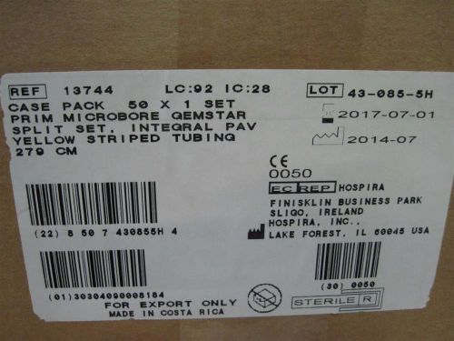 Hospira Microbore Gemstar Split Set- Yellow Striped Tubing- Ref13744- Box of 50