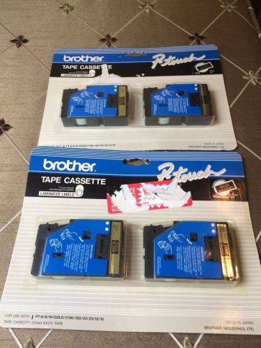 Brother P-Touch Lot 2(2 Packs)TC-33 Gold on Black Laminated Labels Tape Cassette
