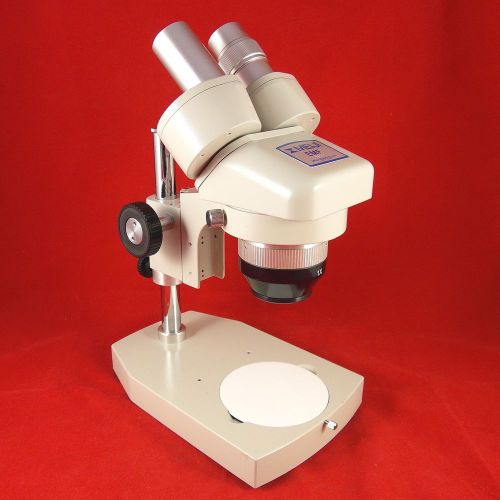 Attractive meiji emf stereo microscope on meiji stand w stage plate w/o oculars for sale