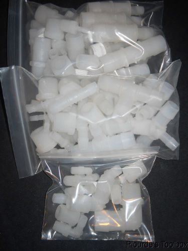 Lot of (70) various nylon tee, 90° elbow &amp; cap tubing connector adapters for sale