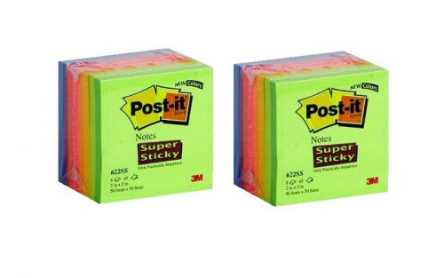 3M Post-It Super Sticky Notes 2&#034;x2&#034; | 50.8mm x 50.8mmm | 8 Rainbow Colours | 2PK