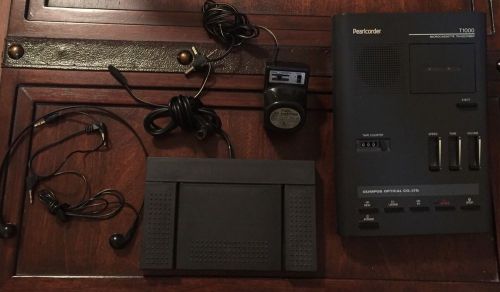 Olympus Pearlcorder T1000 Microcassette Transcriber With Foot Pedal, Charger....