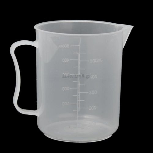 500ml transparent plastic graduated beaker lab test measure tool with handle for sale