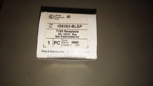 PASS &amp; SEYMOUR IG5632-BLSP NEW IN BOX TVSS RECEPT 20A 125V BLUE SEE PICS #B79