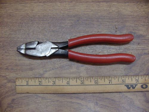Old Used Tools,Klein HD213-8NE Linesman Pliers,8-3/4&#034; W/Red Grips,Exc.,Lot 2