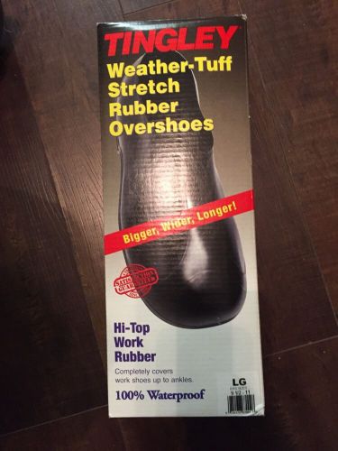 TINGLEY 1300 Overshoes, Mens, L, Pull On, Blk, Rubber, 1PR