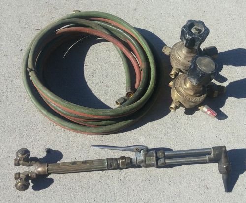 Victor 500 Oxygen 510 Acetylene 100 Welding Torch Cutting 14&#039; hose Oxyacetylene
