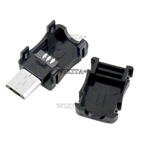 10pcs diy micro usb 5 pin t port male plug socket connector&amp;plastic cover new