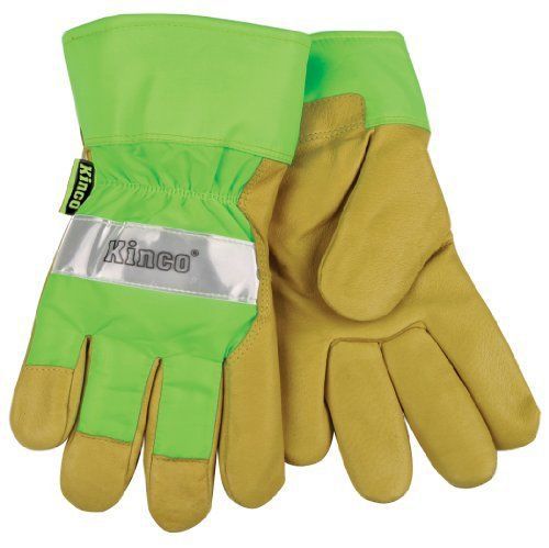 Kinco 1939 heatkeep lined grain pigskin leather high visibility glove with green for sale