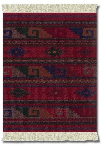 Lextra Deep Red Zapotec-Inspired, 10.25 x 7.125 Inches, MouseRug, Red and Navy,