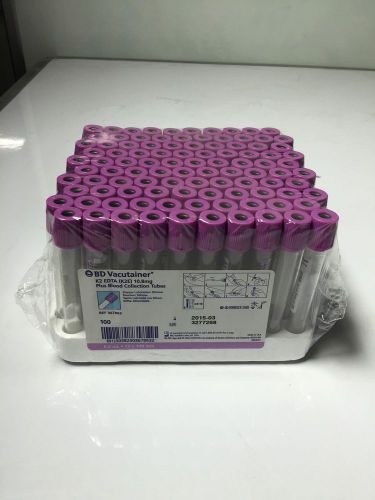 BD Vacutainer K2 EDTA (K2E) 10.8mg Plus Blood Collection Tubes 100 Tubes 367863