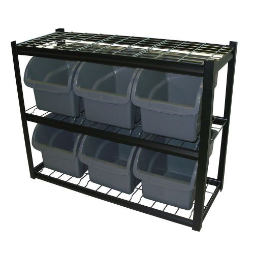 Industrial bin unit shelving, 6 jumbo bins - black, storage. ab393173 for sale
