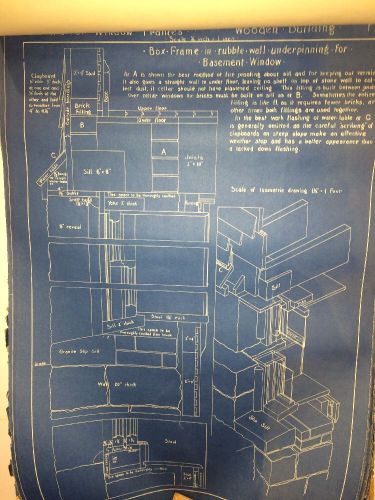 Vintage 1940s Early 1950s blueprints  - Student drawings