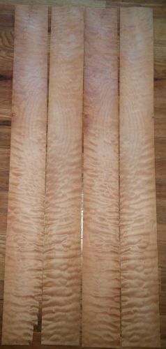 4 pcs quilted maple raw wood veneer 36.5&#034; x 3.7&#034; each pillow buckled &amp; rough cut