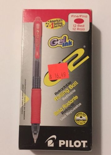 12 PILOT G2 RED INK PENS ROLLING BALL 0.7 GEL NEW!